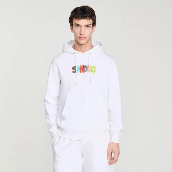 Men Sweaters and Cardigans SANDRO Wild Animals Hoodie White
