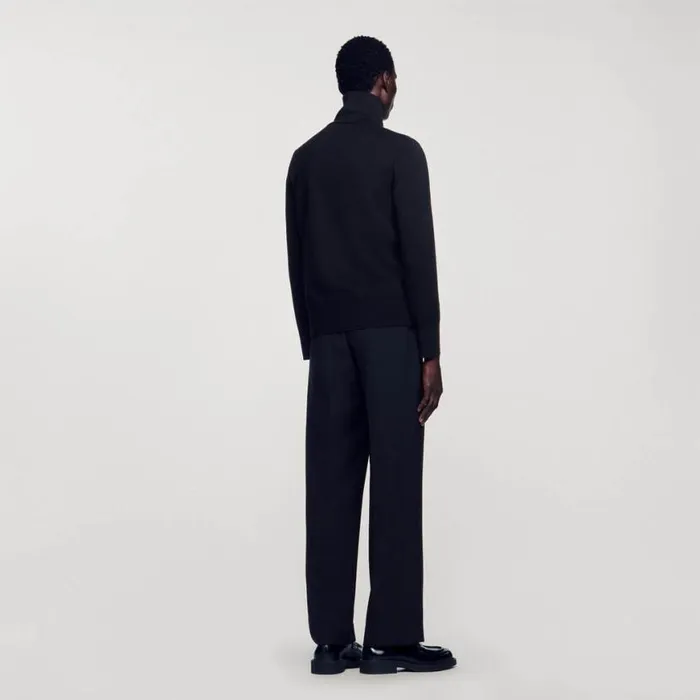 Men Sweaters and Cardigans SANDRO Zipup Wool Cardigan Black