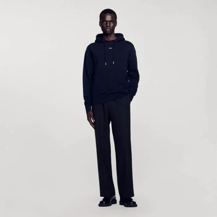Men Sweatshirts and Hoodies SANDRO Embroidered Hoodie Black