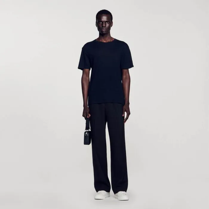 Men Tshirts and Polos SANDRO Linen Tshirt Black