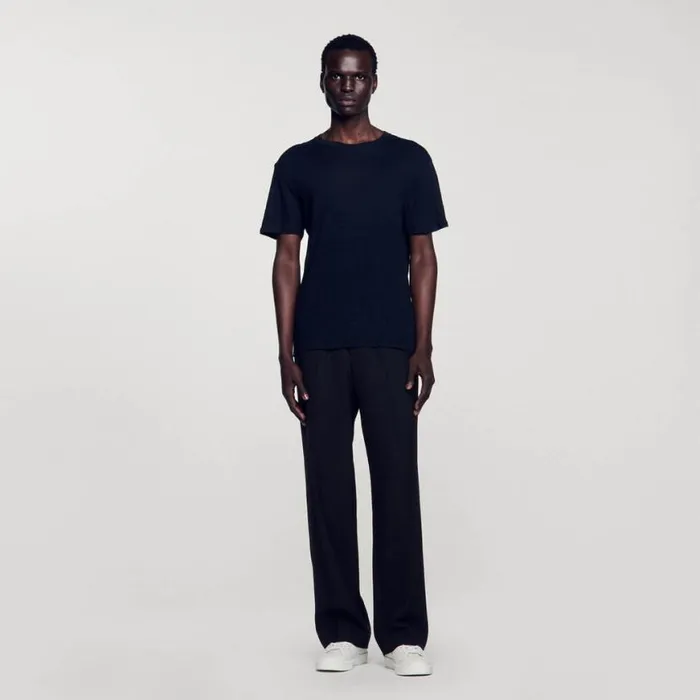 Men Tshirts and Polos SANDRO Linen Tshirt Black