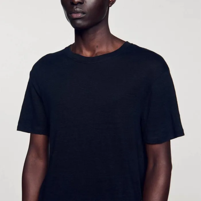 Men Tshirts and Polos SANDRO Linen Tshirt Black