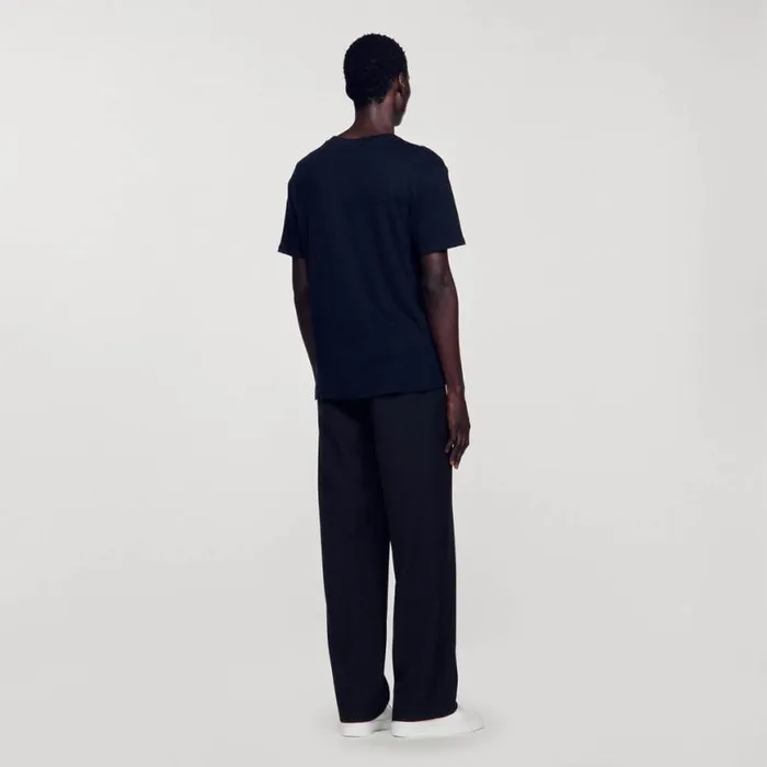 Men Tshirts and Polos SANDRO Linen Tshirt Black