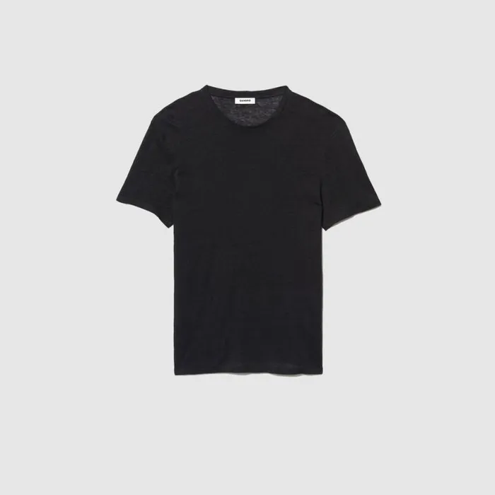 Men Tshirts and Polos SANDRO Linen Tshirt Black
