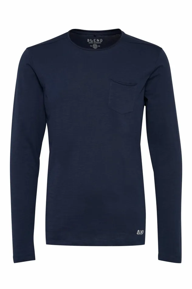 Men TShirts Blend BHNICOLAI Long Sleeved Tshirt Navy