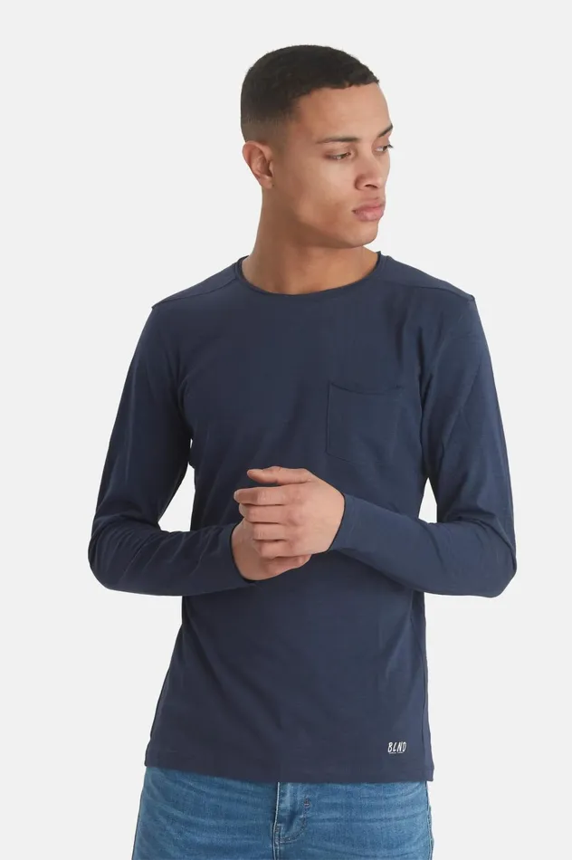 Men TShirts Blend BHNICOLAI Long Sleeved Tshirt Navy