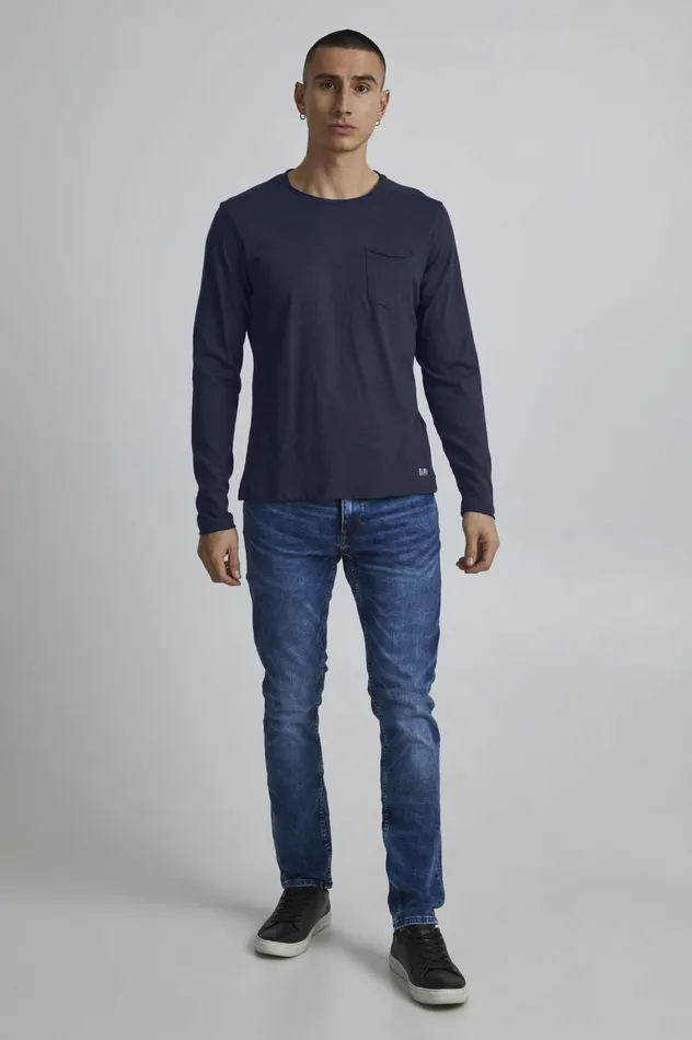 Men TShirts Blend BHNICOLAI Long Sleeved Tshirt Navy