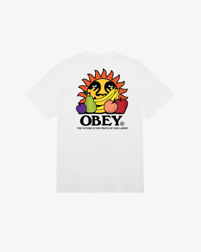 Men THE FUTURE IS THE FUITS OF OUR LABOR CLASSIC TSHIRT White OBEY Clothing TSHIRTS Men THE FUTURE IS THE FUITS OF OUR LABOR CLASSIC TSHIRT White OBEY Clothing TSHIRTS