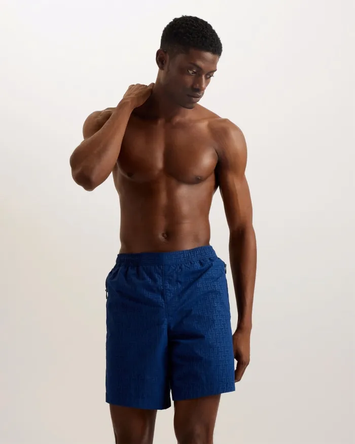 Men TJACKS 8211 T Print Mid Length Swim Shorts Dark Blue Ted Baker Swimwear and Beachwear Men TJACKS 8211 T Print Mid Length Swim Shorts Dark Blue Ted Baker Swimwear and Beachwear