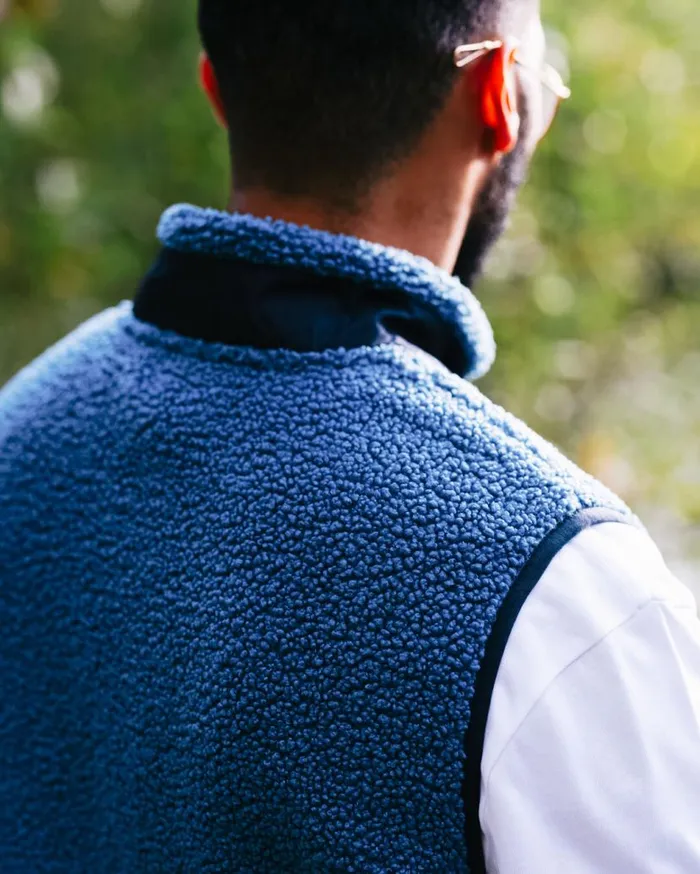 Men Tops Passenger Born Explorer Recycled PolarLined Sherpa Vest Blue Steel Blue Steel