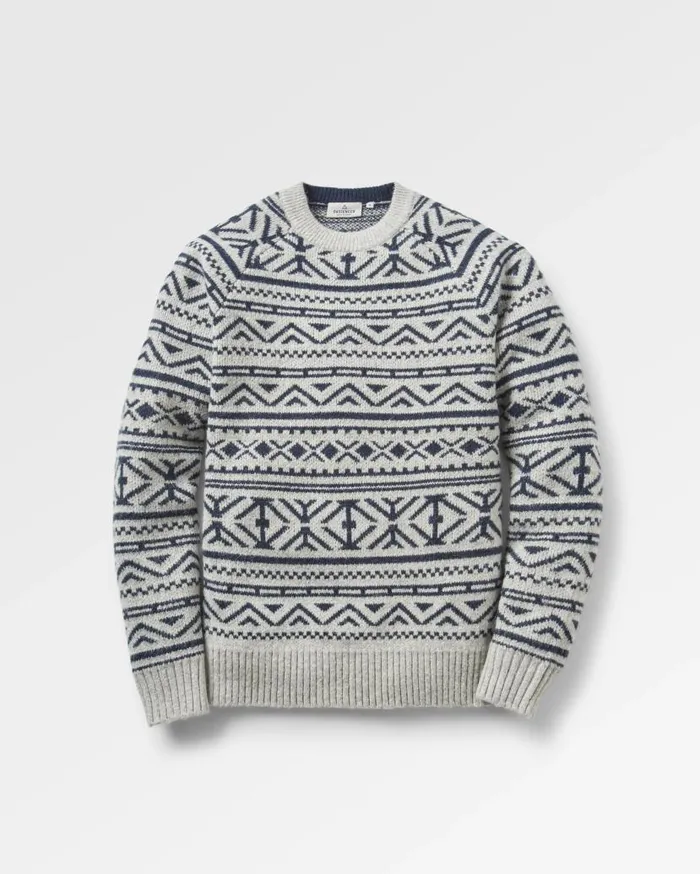 Men Tops Passenger Cutback Fairisle Knitted Jumper Grey Marl Grey Marl