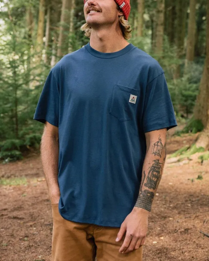 Men Tops Passenger Heritage Recycled Relaxed Fit TShirt Dark Denim Dark Denim