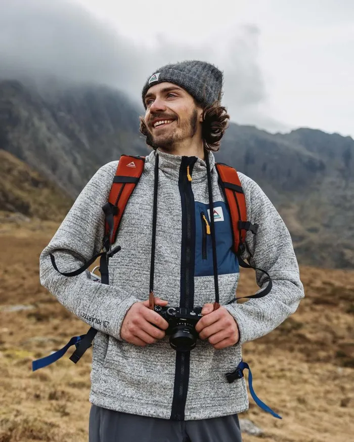 Men Tops Passenger Incline Recycled Polartec Fleece Grey Marl Grey Marl