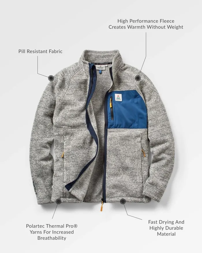Men Tops Passenger Incline Recycled Polartec Fleece Grey Marl Grey Marl