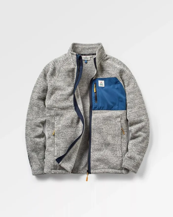Men Tops Passenger Incline Recycled Polartec Fleece Grey Marl Grey Marl