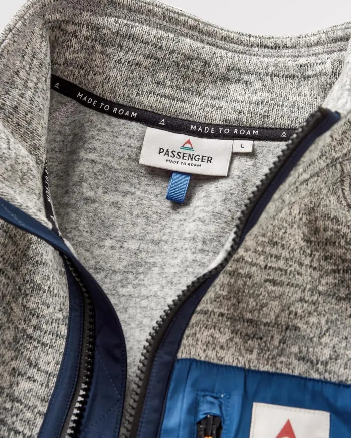 Men Tops Passenger Incline Recycled Polartec Fleece Grey Marl Grey Marl