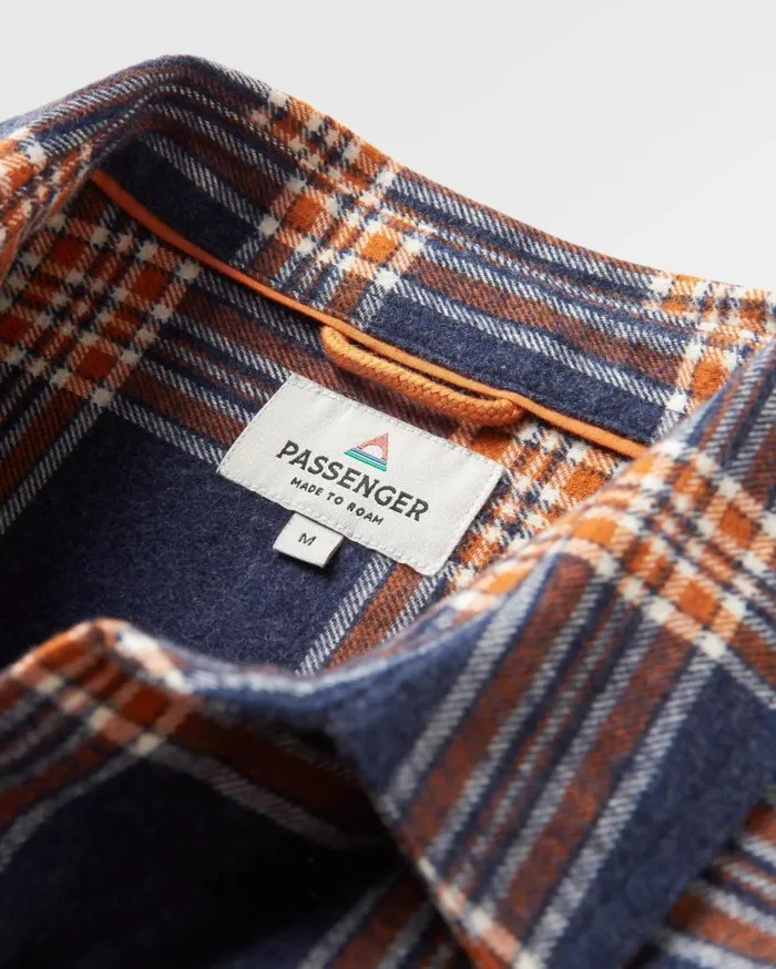 Men Tops Passenger Rustic Organic Cotton Heavyweight Overshirt Rich Navy Check Rich Navy Check
