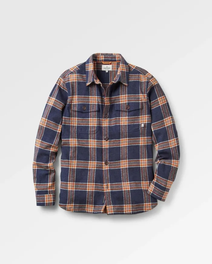 Men Tops Passenger Rustic Organic Cotton Heavyweight Overshirt Rich Navy Check Rich Navy Check