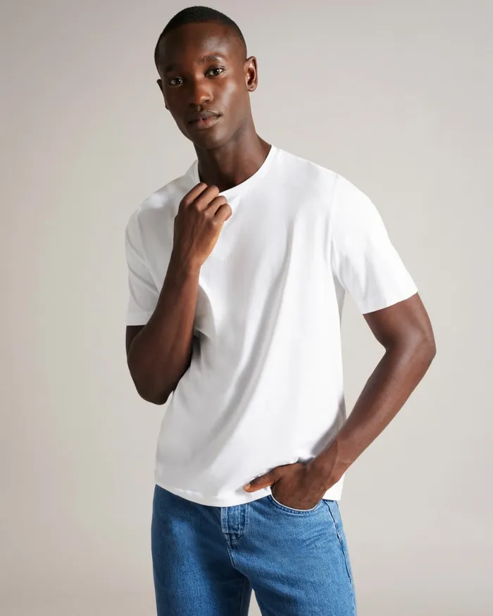 Men TYWINN 8211 Short Sleeve Regular Fit Plain Tshirt White Ted Baker Tops Men TYWINN 8211 Short Sleeve Regular Fit Plain Tshirt White Ted Baker Tops