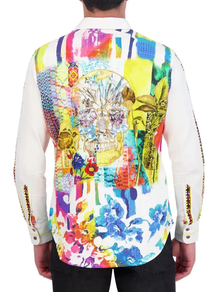 Men VIBRANT SKULL LONG SLEEVE BUTTON DOWN SHIRT Multi Robert Graham Button Down Shirts