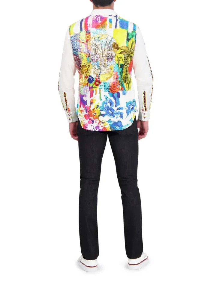 Men VIBRANT SKULL LONG SLEEVE BUTTON DOWN SHIRT Multi Robert Graham Button Down Shirts