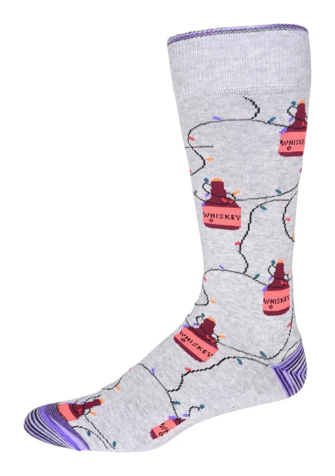 Men WHISKEY LIGHTS KNIT MENS SOCKS Light Grey Robert Graham Socks