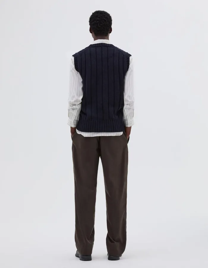 Men Wide Rib Slipover Navy Margaret Howell Knitwear