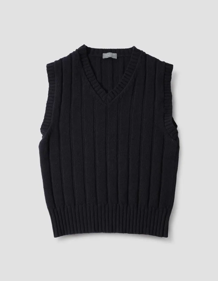 Men Wide Rib Slipover Navy Margaret Howell Knitwear