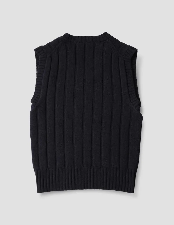 Men Wide Rib Slipover Navy Margaret Howell Knitwear