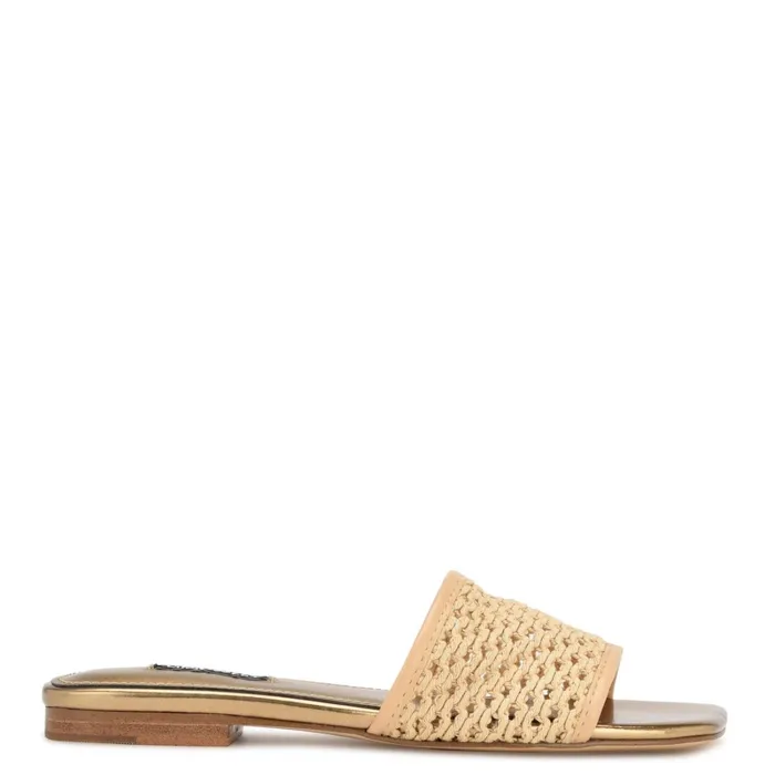 Mends Woven Flat Sandals Light Natural Women Nine West Flats