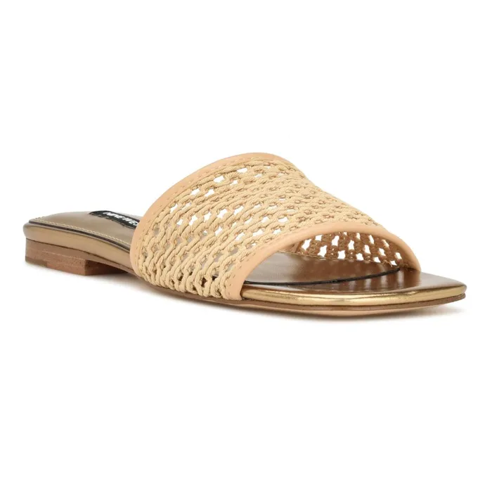 Mends Woven Flat Sandals Light Natural Women Nine West Flats