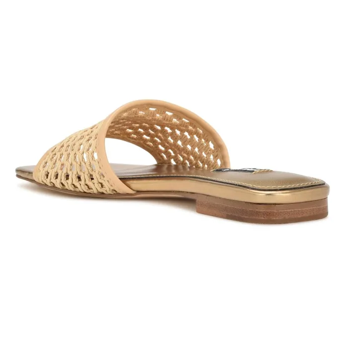 Mends Woven Flat Sandals Light Natural Women Nine West Flats