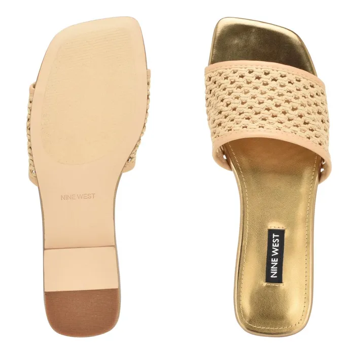 Mends Woven Flat Sandals Light Natural Women Nine West Flats