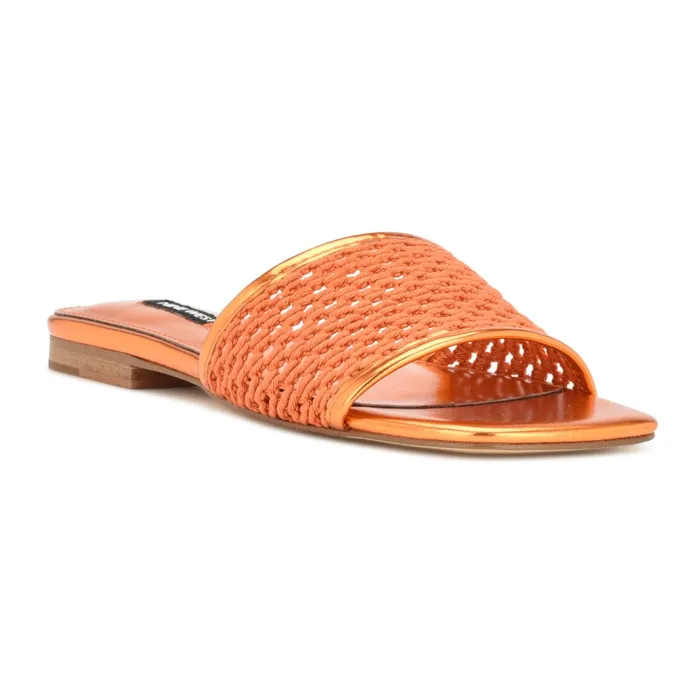 Mends Woven Flat Sandals Orange Women Nine West Flats Mends Woven Flat Sandals Orange Women Nine West Flats