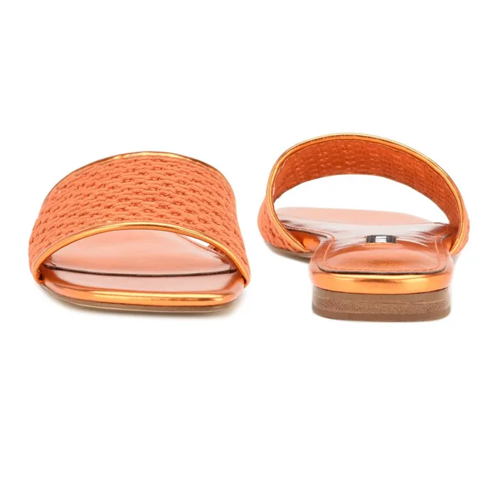 Mends Woven Flat Sandals Orange Women Nine West Flats Mends Woven Flat Sandals Orange Women Nine West Flats