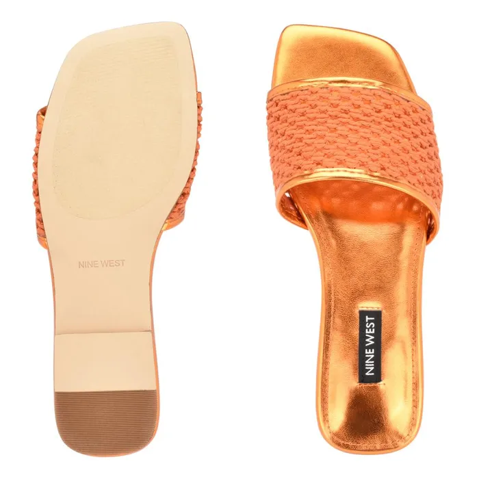 Mends Woven Flat Sandals Orange Women Nine West Flats Mends Woven Flat Sandals Orange Women Nine West Flats