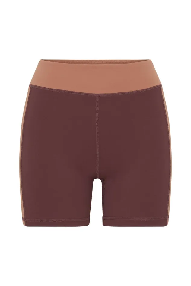 Meshki Activewear Bottoms Taleah Two Tone Shorts 8211 MahoganyTan Mahoganytan 8211 Women Meshki Activewear Bottoms Taleah Two Tone Shorts 8211 MahoganyTan Mahoganytan 8211 Women