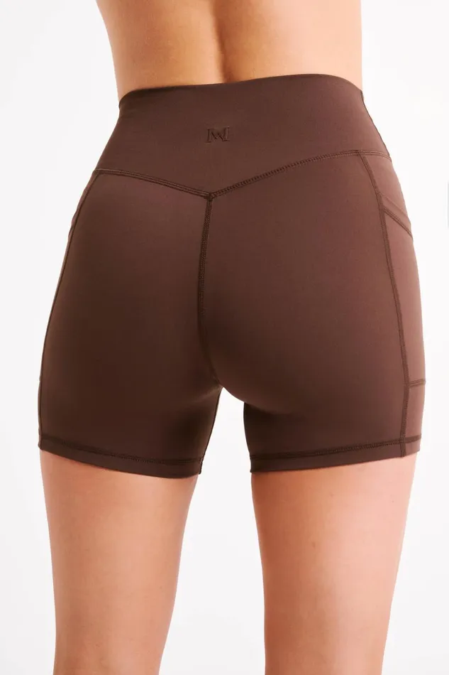 Meshki Activewear Martina Bike Shorts With Pocket 8211 Dark Chocolate Darkchocolate 8211 Women