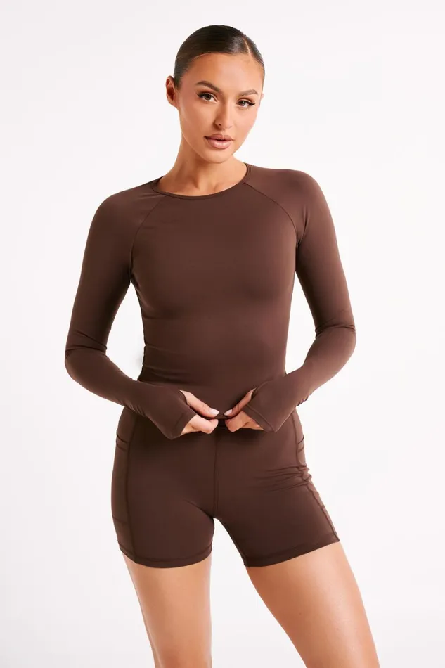 Meshki Activewear Martina Bike Shorts With Pocket 8211 Dark Chocolate Darkchocolate 8211 Women