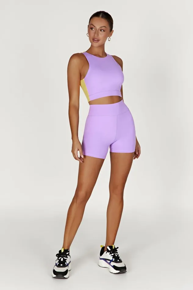 Meshki Activewear Tops Lori Two Tone Racer Crop Top 8211 LilacYellow Lilacyellow 8211 Women Meshki Activewear Tops Lori Two Tone Racer Crop Top 8211 LilacYellow Lilacyellow 8211 Women