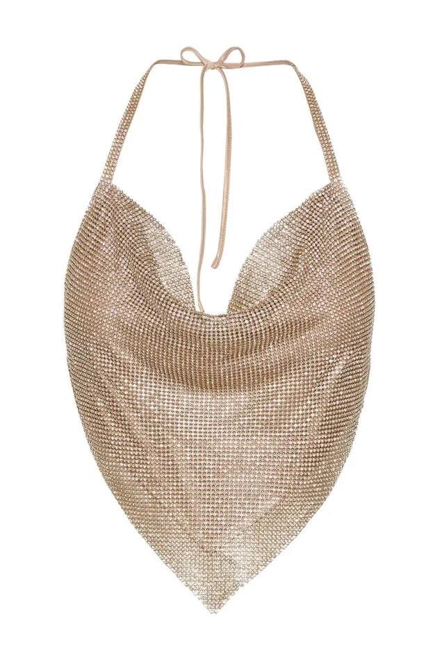 Meshki Bachelorette Daphne Diamante Cowl Neck Halter Top 8211 Gold Gold 8211 Women Meshki Bachelorette Daphne Diamante Cowl Neck Halter Top 8211 Gold Gold 8211 Women
