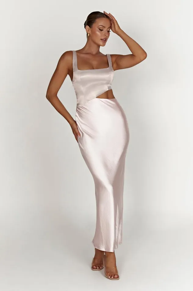 Meshki Bachelorette Gianna Two Tone Slashed Maxi Dress 8211 Blush Pink Blushpink 8211 Women