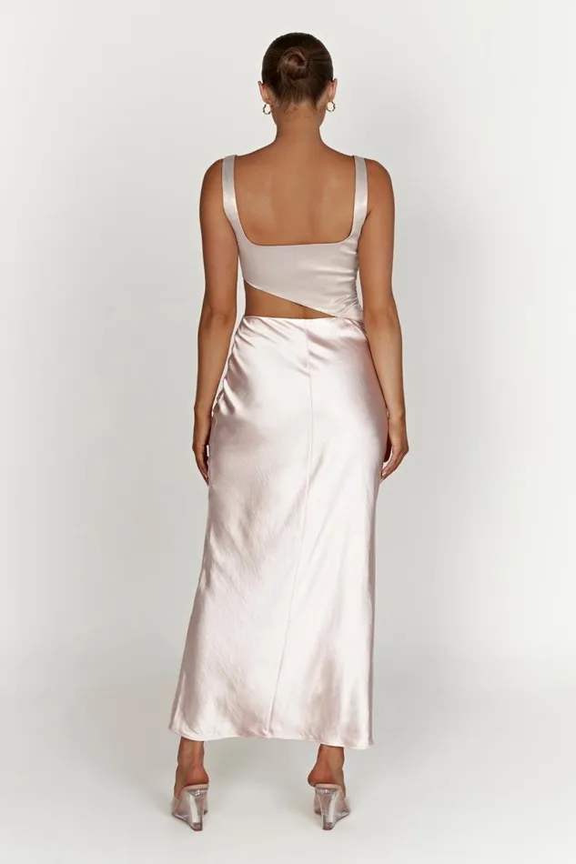 Meshki Bachelorette Gianna Two Tone Slashed Maxi Dress 8211 Blush Pink Blushpink 8211 Women