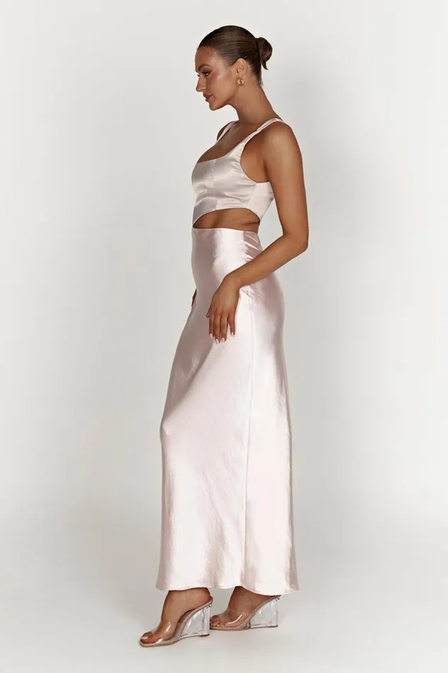 Meshki Bachelorette Gianna Two Tone Slashed Maxi Dress 8211 Blush Pink Blushpink 8211 Women