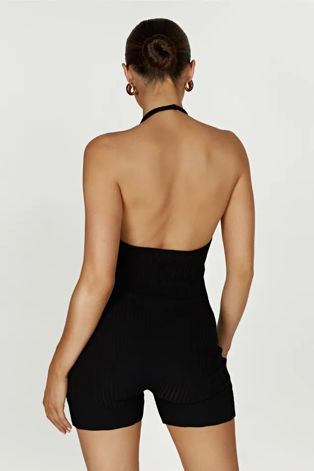 Meshki Basic Bottoms Aitana Halter Neck Knit Playsuit 8211 Black Black 8211 Women