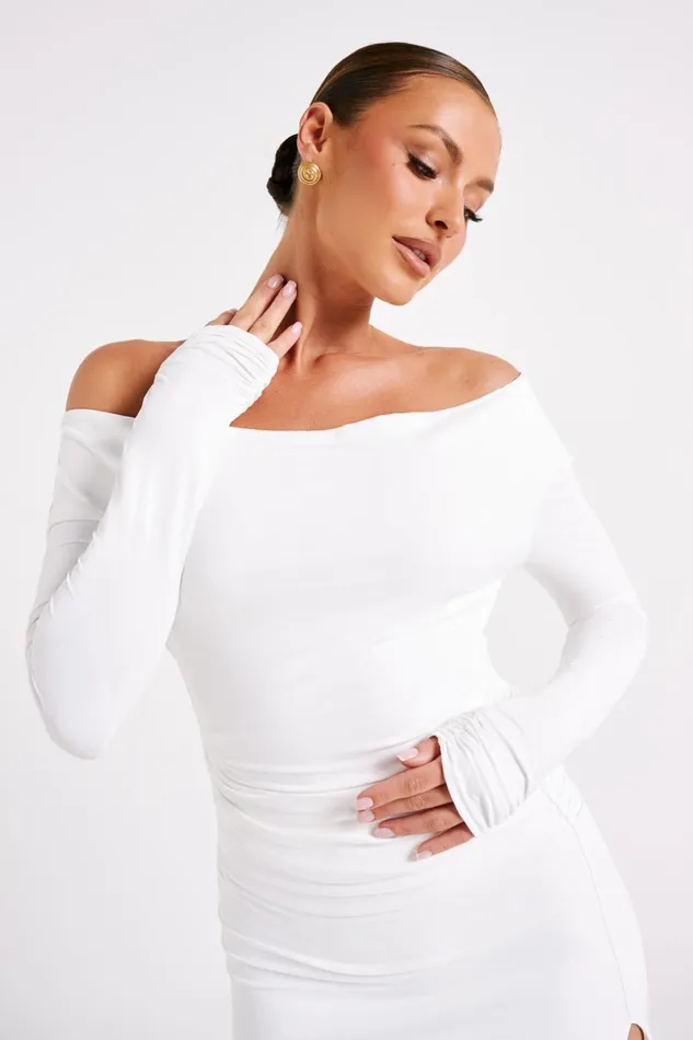 Meshki Basic Tops Emma Recycled Nylon Long Sleeve Top 8211 White White 8211 Women
