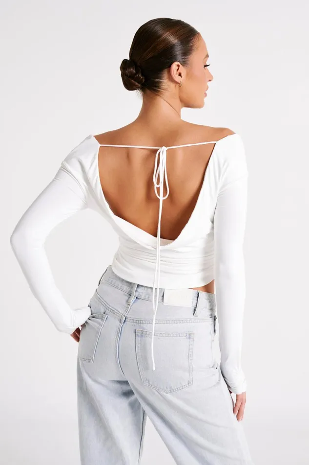 Meshki Basic Tops Emma Recycled Nylon Long Sleeve Top 8211 White White 8211 Women Meshki Basic Tops Emma Recycled Nylon Long Sleeve Top 8211 White White 8211 Women