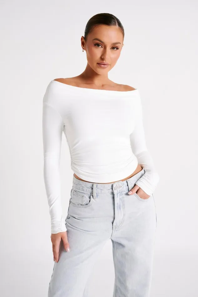 Meshki Basic Tops Emma Recycled Nylon Long Sleeve Top 8211 White White 8211 Women Meshki Basic Tops Emma Recycled Nylon Long Sleeve Top 8211 White White 8211 Women