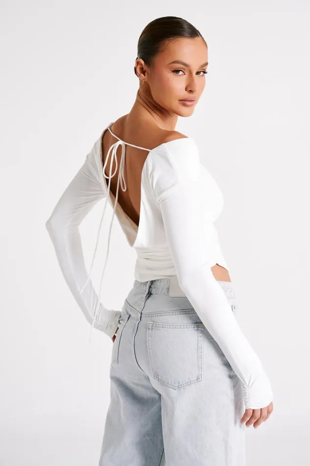 Meshki Basic Tops Emma Recycled Nylon Long Sleeve Top 8211 White White 8211 Women Meshki Basic Tops Emma Recycled Nylon Long Sleeve Top 8211 White White 8211 Women