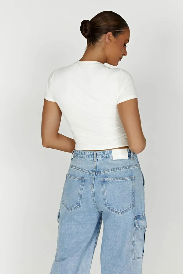 Meshki Basic Tops Jeanie Longline TShirt 8211 White White 8211 Women